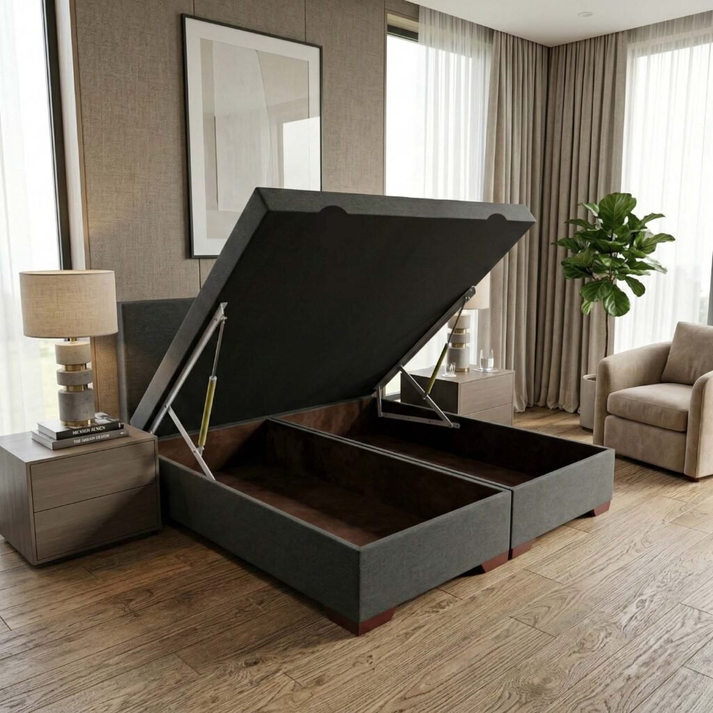 BASE CAMA BAÚL HIDRÁULICA DIVIDIDA – Muebles Magic Class